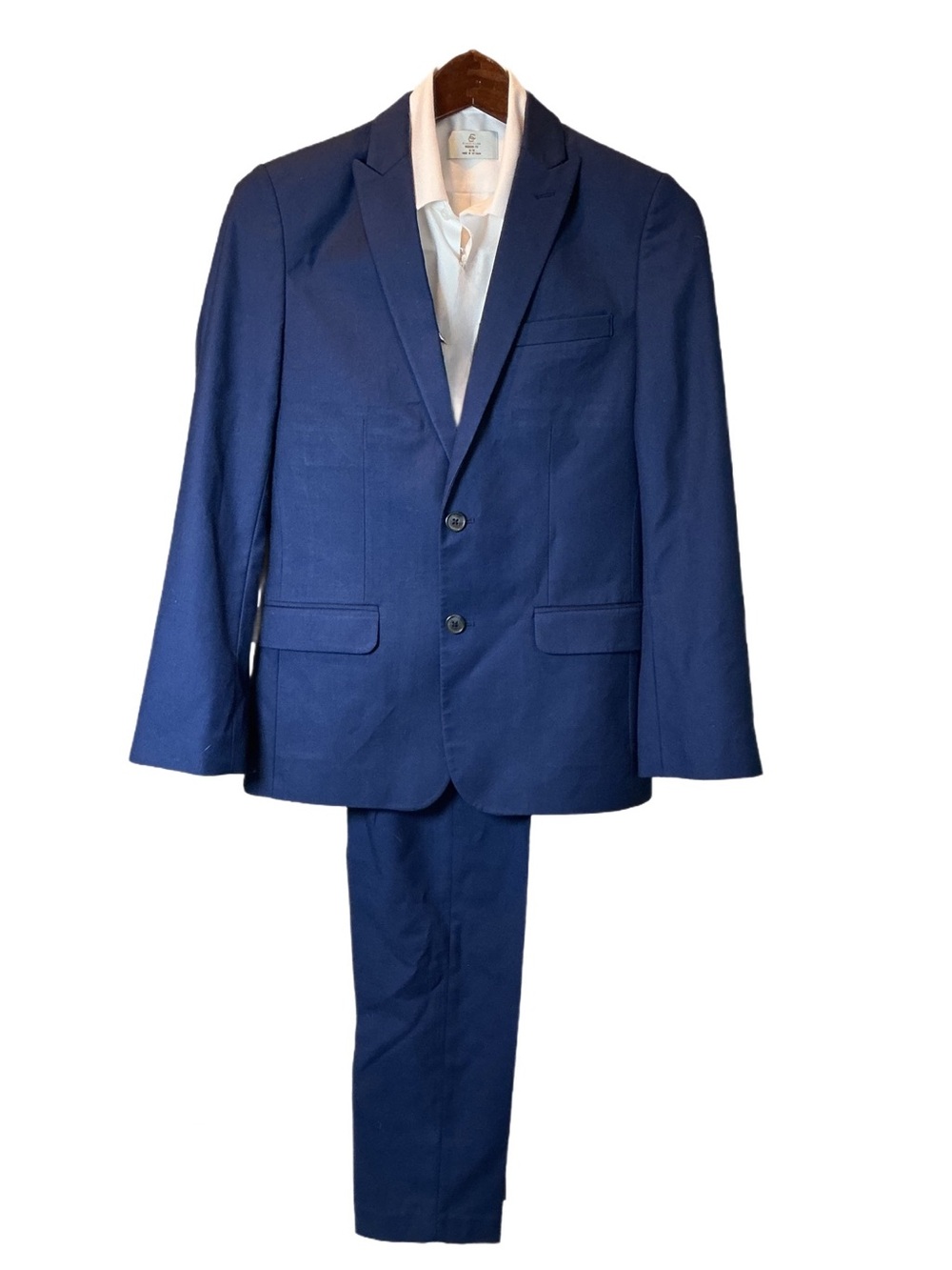 Calvin Klein Boys Navy Blue Two-Piece Suit with White Dress Shirt